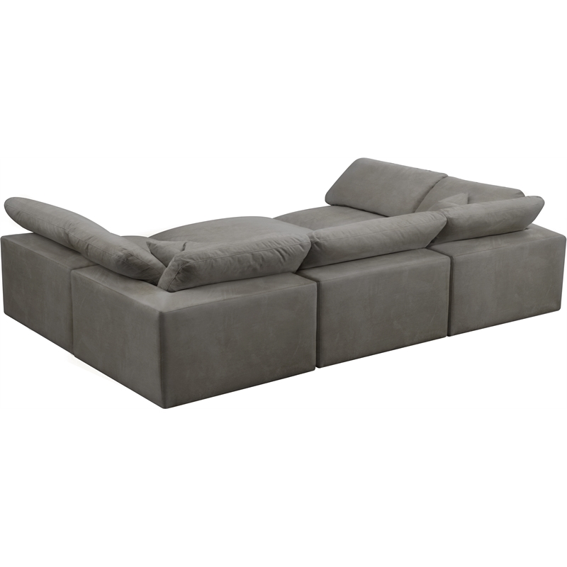 Maklaine Contemporary Gray Velvet Down Filled Modular Sectional Sofa