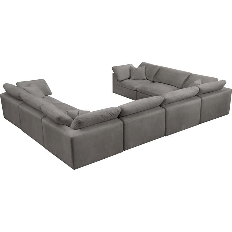 Maklaine Contemporary Gray Velvet Down Filled Modular Sectional Sofa