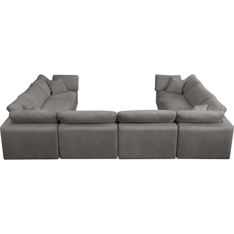 Maklaine Contemporary Gray Velvet Down Filled Modular Sectional Sofa