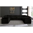 Maklaine Contemporary Black Velvet Down Filled Modular Sectional Sofa