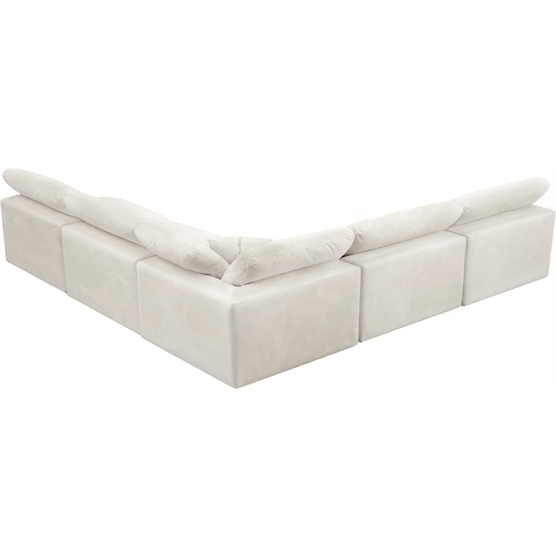 Maklaine Contemporary Cream Velvet Down Filled Modular Sectional Sofa