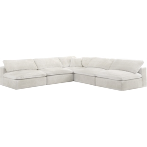 maklaine contemporary cream velvet down filled modular sectional sofa