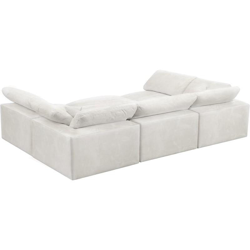Maklaine Contemporary Velvet Down Filled Modular Sectional Sofa in Cream