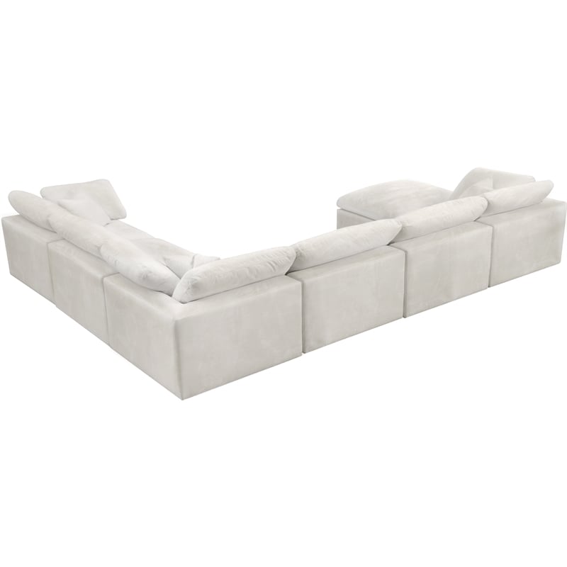 Maklaine Contemporary Cream Velvet Down Filled Modular Sectional Sofa