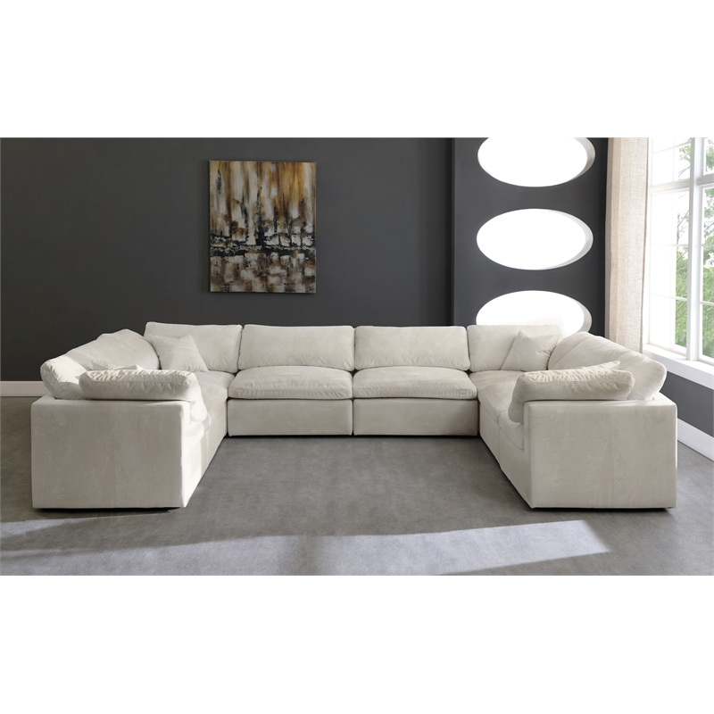 Maklaine Contemporary Cream Velvet Down Filled Modular Sectional Sofa