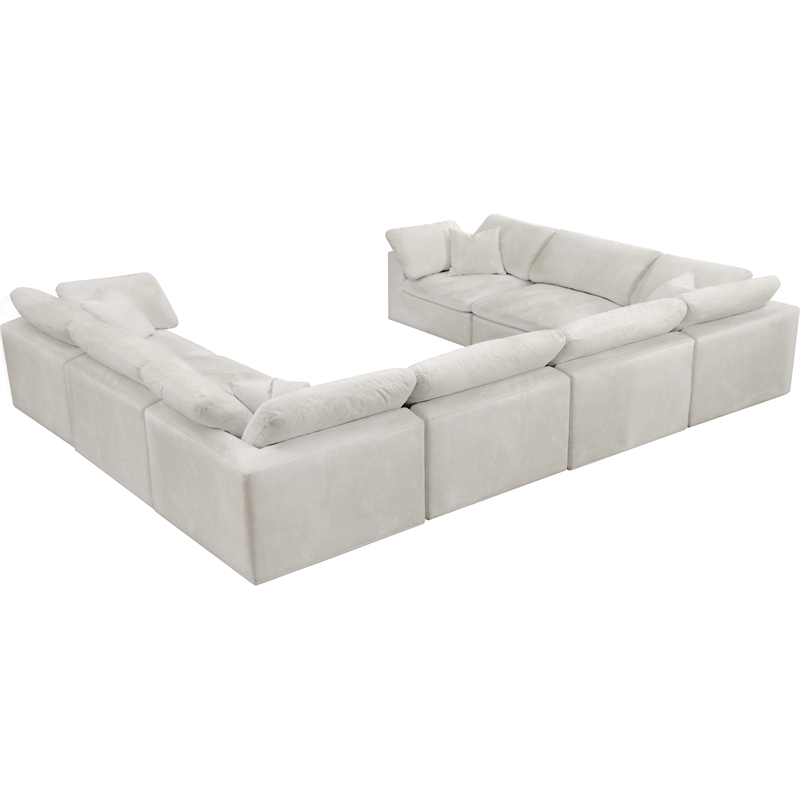 Maklaine Contemporary Cream Velvet Down Filled Modular Sectional Sofa