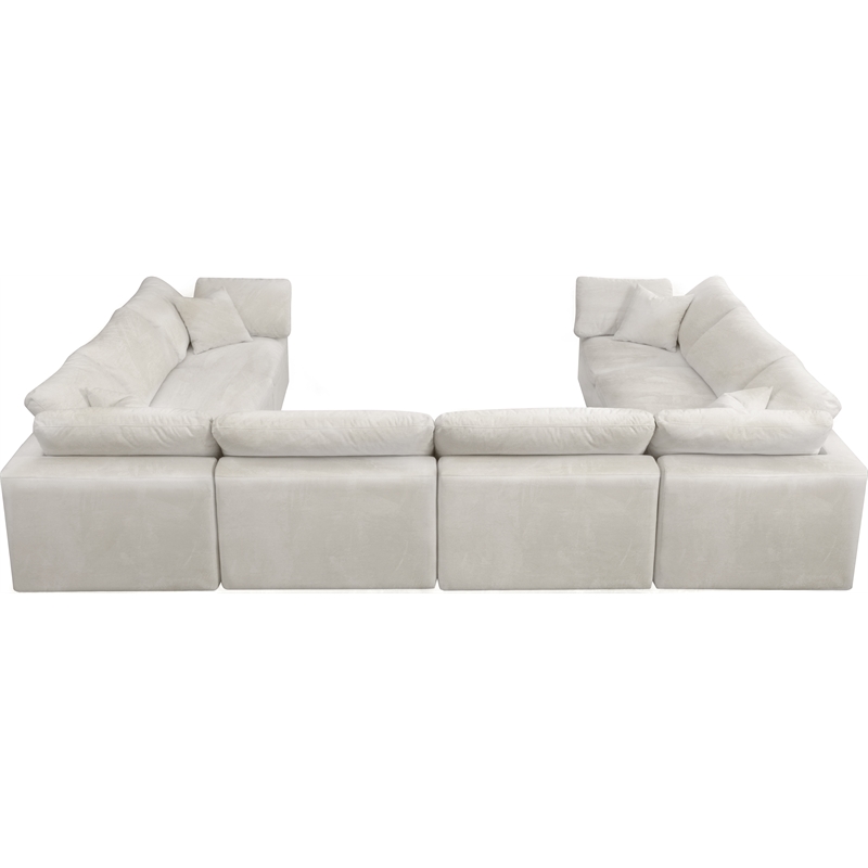 Maklaine Contemporary Cream Velvet Down Filled Modular Sectional Sofa
