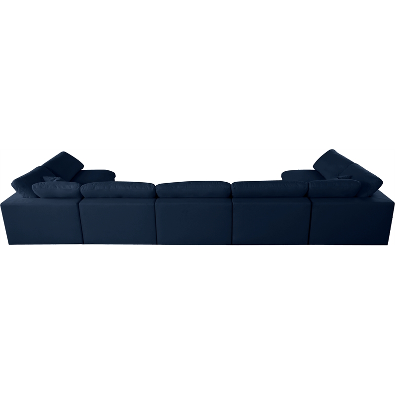 Maklaine Contemporary Navy Linen Fabric Deluxe Modular Sectional Sofa