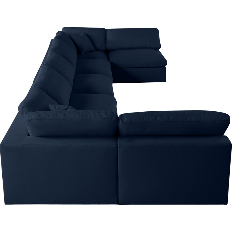 Maklaine Contemporary Navy Linen Fabric Deluxe Modular Sectional Sofa