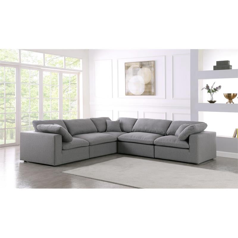 Maklaine Contemporary Gray Durable Linen Fabric Modular Sectional Sofa