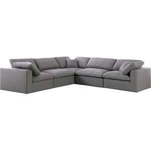 Maklaine Contemporary Gray Durable Linen Fabric Modular Sectional Sofa