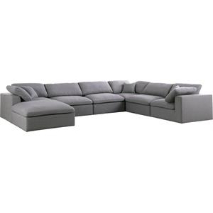 Maklaine Contemporary Gray Durable Linen Fabric Modular Sectional Sofa