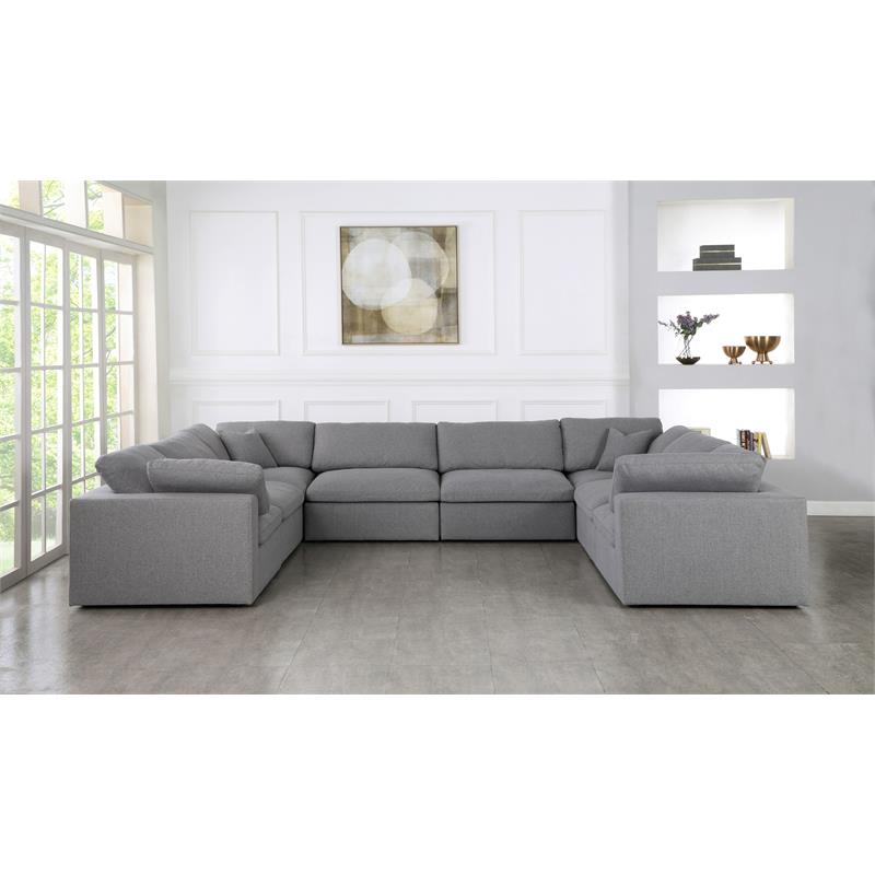 Maklaine Contemporary Durable Linen Fabric Modular Sectional Sofa in Gray