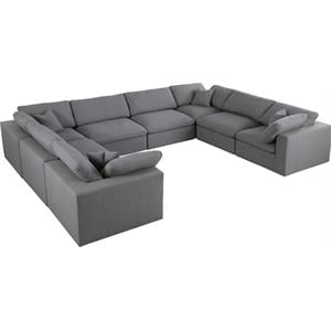 Maklaine Contemporary Durable Linen Fabric Modular Sectional Sofa in Gray