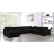 Maklaine Contemporary Black Linen Fabric Deluxe Modular Sectional Sofa