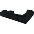 Maklaine Contemporary Black Linen Fabric Deluxe Modular Sectional Sofa