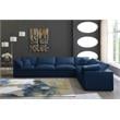 Maklaine Contemporary Standard Navy Velvet Cloud Modular Sectional Sofa