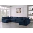 Maklaine Contemporary Soft Velvet Standard Cloud Modular Sectional Sofa in Navy