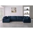 Maklaine Contemporary Soft Velvet Standard Cloud Modular Sectional Sofa in Navy