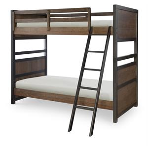 maklaine farmhouse twin over twin bunk bed tawny brown wood