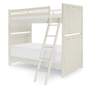 maklaine traditional twin over twin bunk bed distressed pebble white wood
