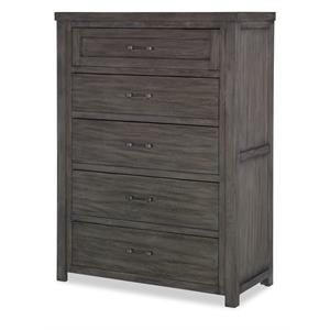 maklaine five drawer dresser chest aged barnwood finish wood