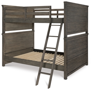 maklaine full over full bunk bed in barnwood brown finish wood