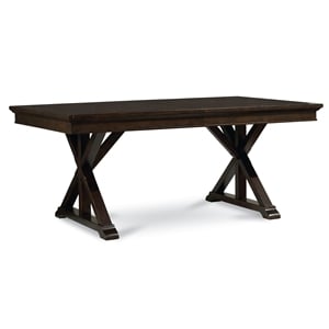 maklaine classic thatcher trestle table in amber brown finish wood