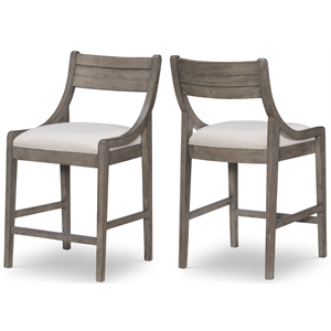maklaine sling back pub chair in ash brown finish wood (set of 2)