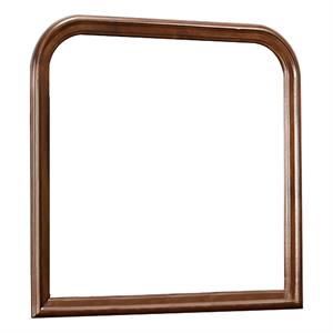maklaine arched molded design wooden frame mirror in cherry brown and silver