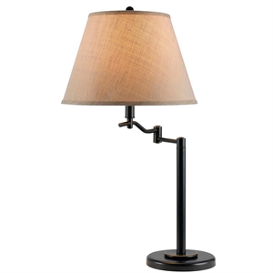 maklaine 3 way metal body table lamp with swing arm and fabric shade in black