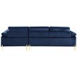 Maklaine Modern Velvet Sectional Sofa with Gold Legs in Blue