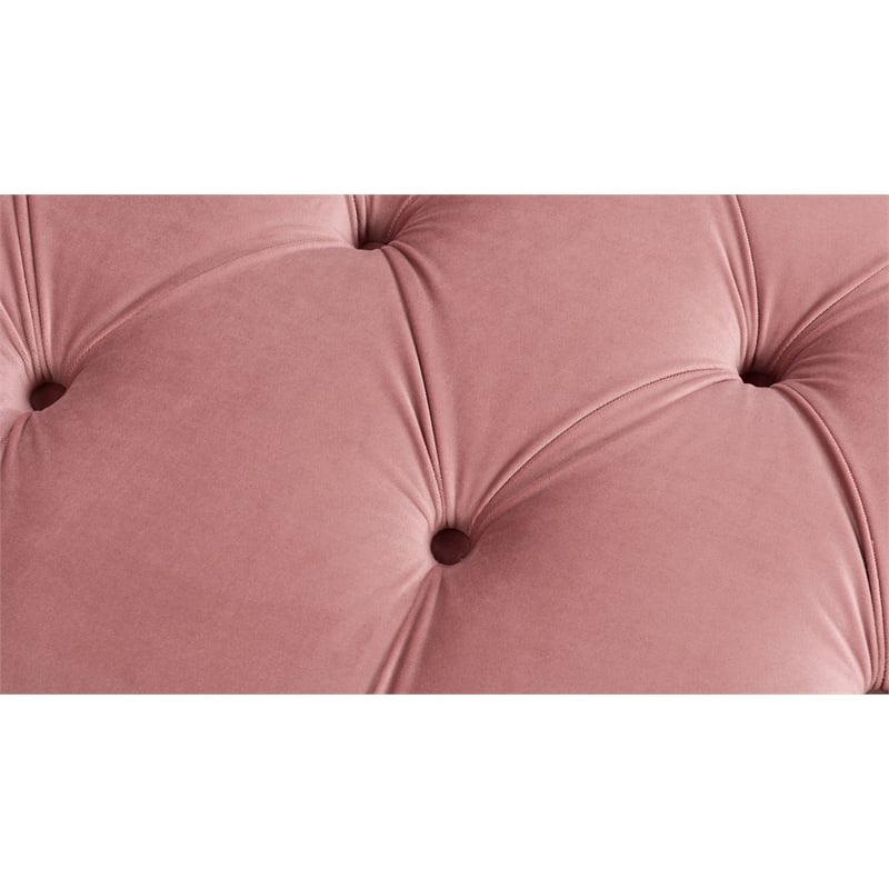 Maklaine Contemporary Hardwood Tufted Roll Arm Chaise Lounge in Ash Rose