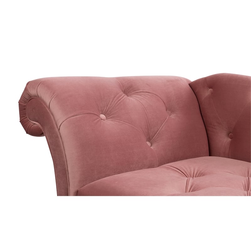 Maklaine Contemporary Hardwood Tufted Roll Arm Chaise Lounge in Ash Rose