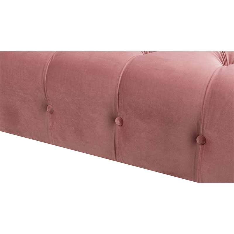 Maklaine Contemporary Hardwood Tufted Roll Arm Chaise Lounge in Ash Rose