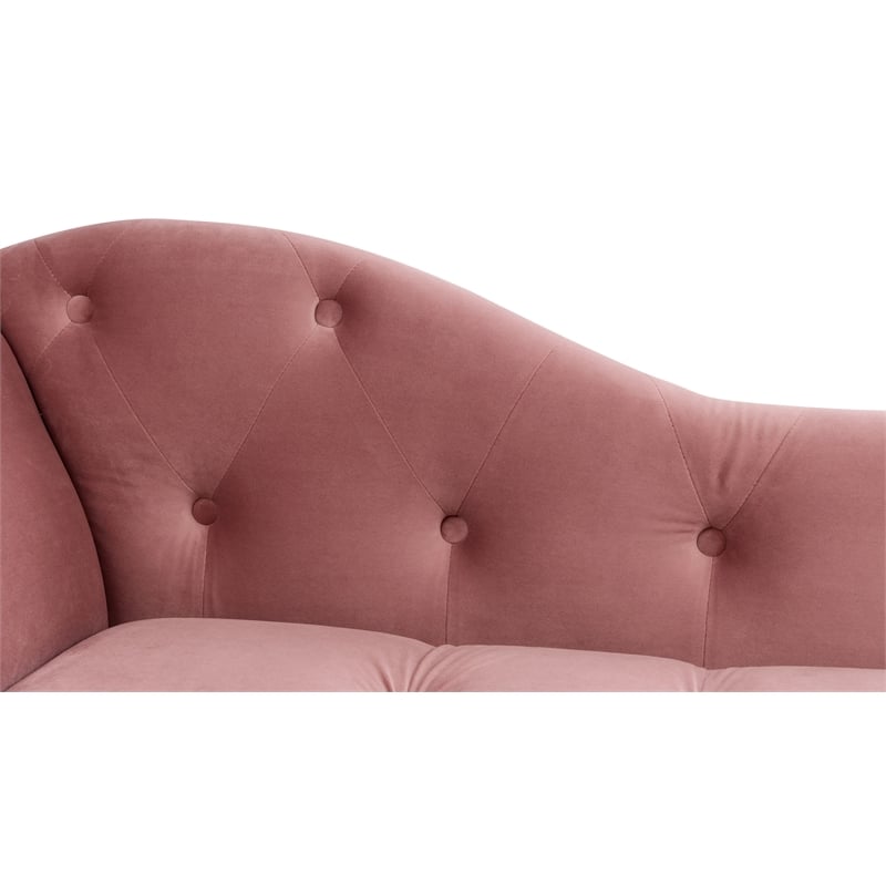 Maklaine Contemporary Hardwood Tufted Roll Arm Chaise Lounge in Ash Rose