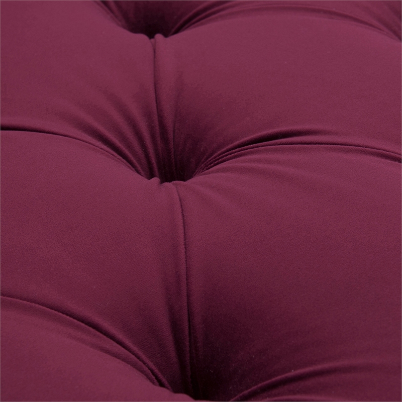 Maklaine Contemporary Hardwood Tufted Roll Arm Chaise Lounge in Burgundy