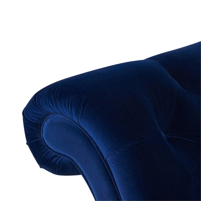 Maklaine Contemporary Hardwood Tufted Roll Arm Chaise Lounge in Navy Blue