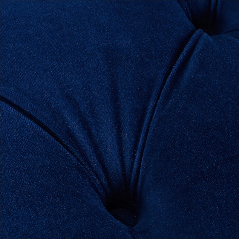 Maklaine Contemporary Hardwood Tufted Roll Arm Chaise Lounge in Navy Blue