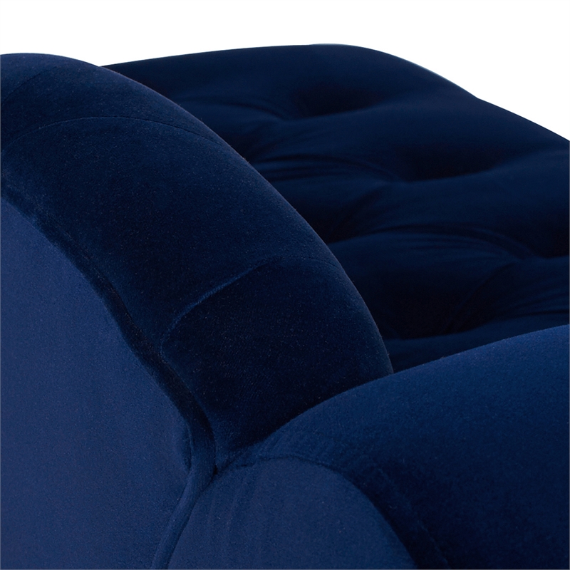 Maklaine Contemporary Hardwood Tufted Roll Arm Chaise Lounge in Navy Blue
