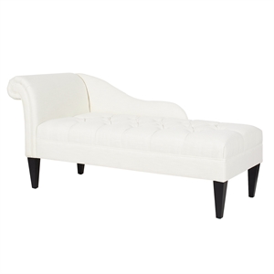 maklaine contemporary hardwood tufted roll arm chaise lounge in antique white