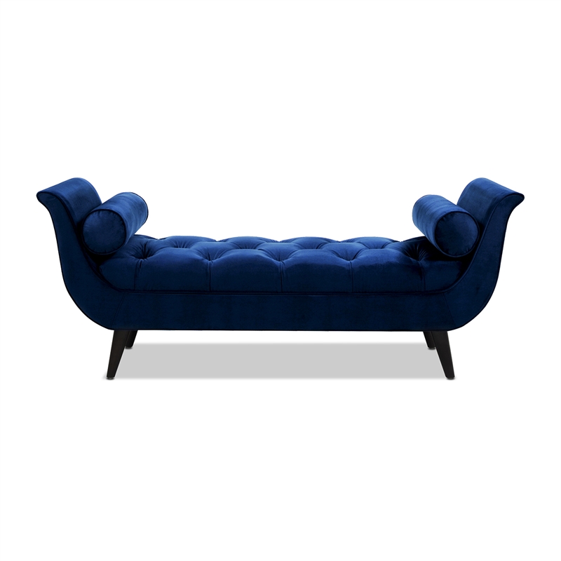 Maklaine Contemporary Tufted Flared Arm Entryway Bench in Navy Blue