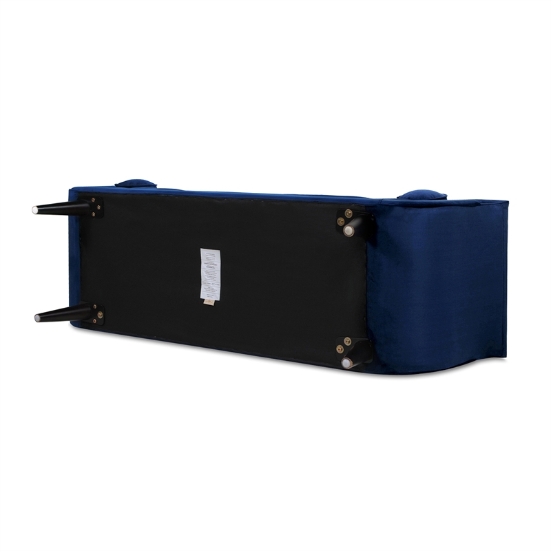 Maklaine Contemporary Tufted Flared Arm Entryway Bench in Navy Blue
