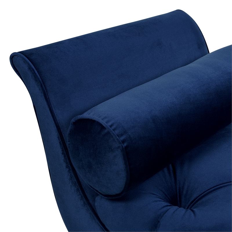 Maklaine Contemporary Tufted Flared Arm Entryway Bench in Navy Blue