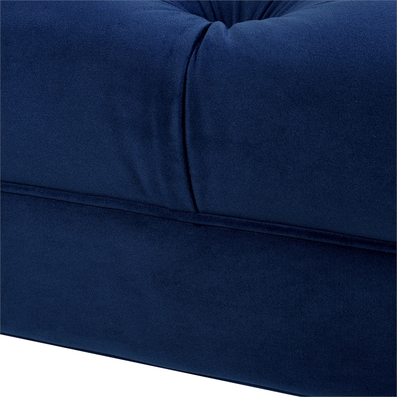 Maklaine Contemporary Tufted Flared Arm Entryway Bench in Navy Blue