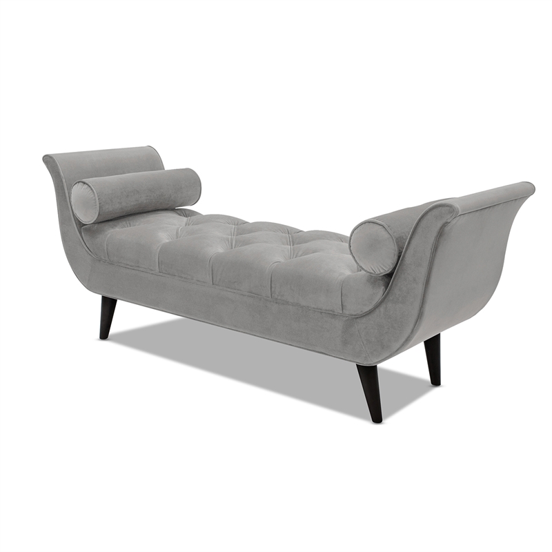 Maklaine Contemporary Tufted Flared Arm Entryway Bench in Opal Grey