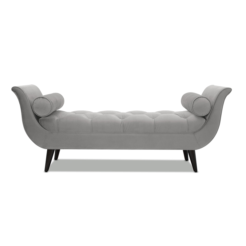 Maklaine Contemporary Tufted Flared Arm Entryway Bench in Opal Grey