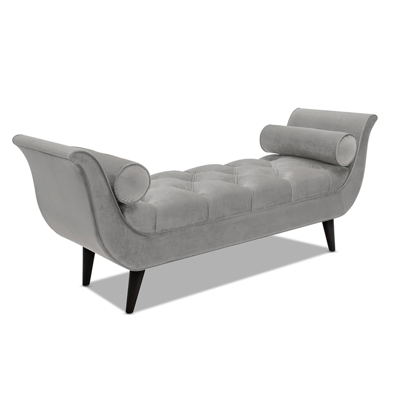 Maklaine Contemporary Tufted Flared Arm Entryway Bench in Opal Grey