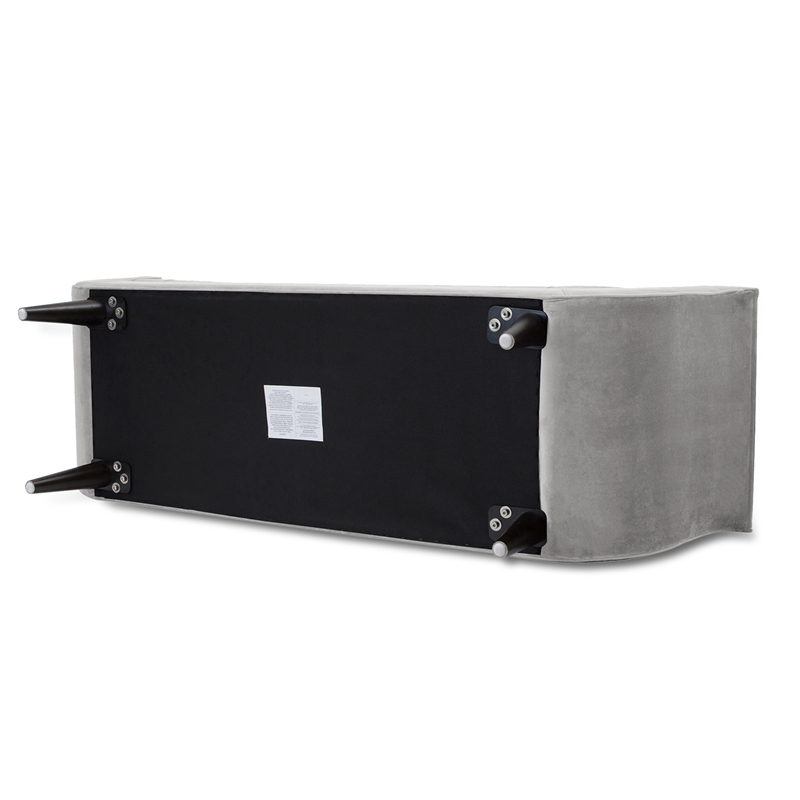 Maklaine Contemporary Tufted Flared Arm Entryway Bench in Opal Grey