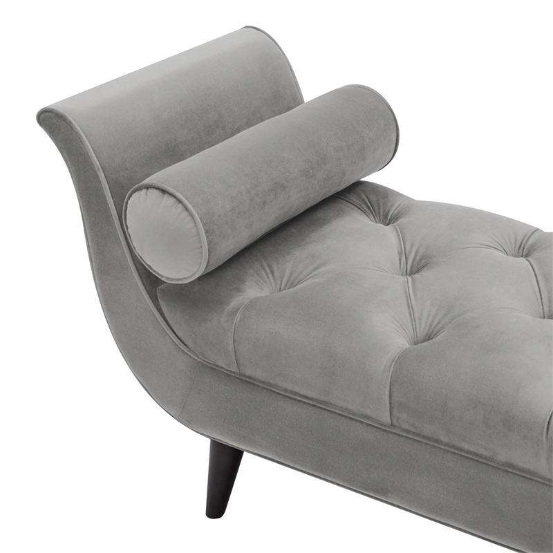 Maklaine Contemporary Tufted Flared Arm Entryway Bench in Opal Grey
